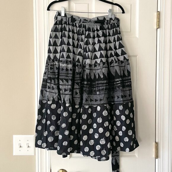 Studio 189 Hand Batik Mixed Print Belted Midi Skirt - Picture 6 of 6